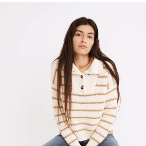 Madewell Cream and Brown Cowl Neck Sweater